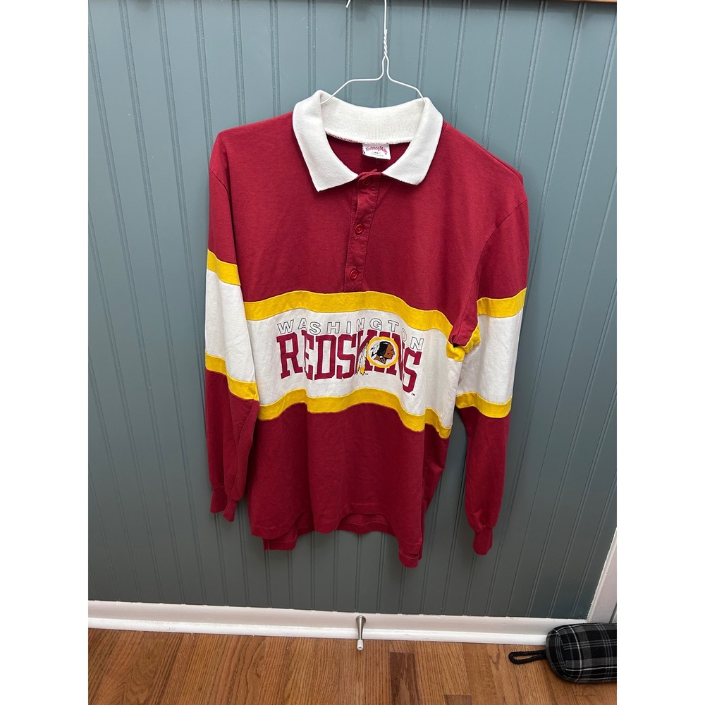 Vintage Nutmeg Mills Washington Redskins Rugby Shirt Mens XL Long Sleeve